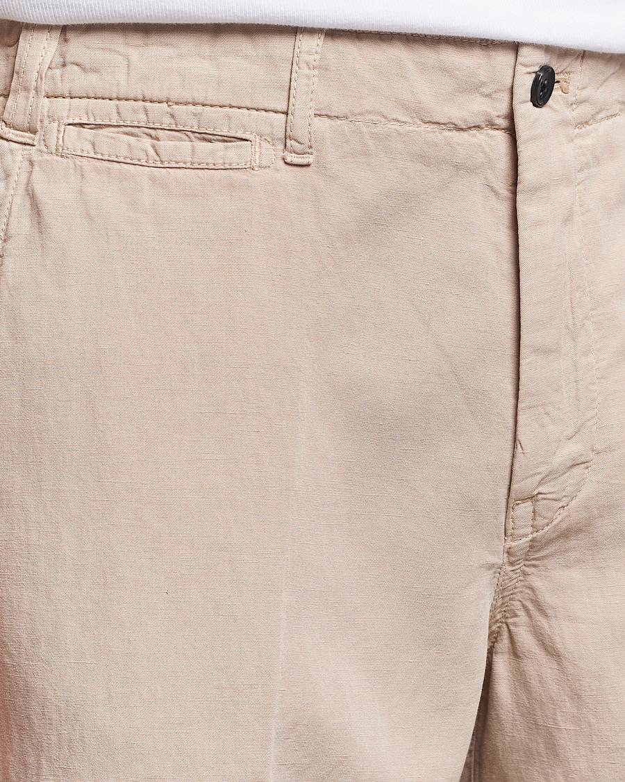 Herr | Shorts | Oscar Jacobson | Poggio Washed Linen Shorts Beige