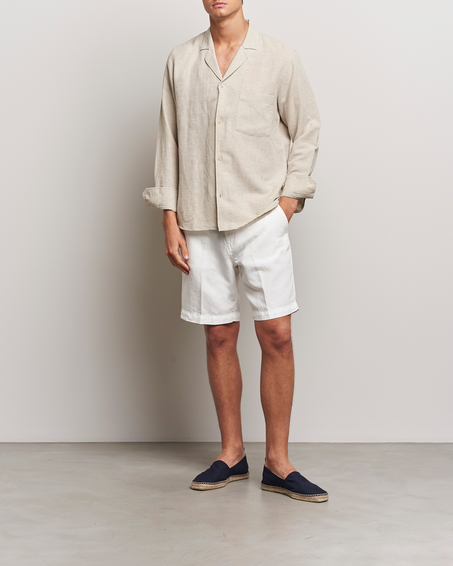 Herr | Shorts | Oscar Jacobson | Poggio Washed Linen Shorts White