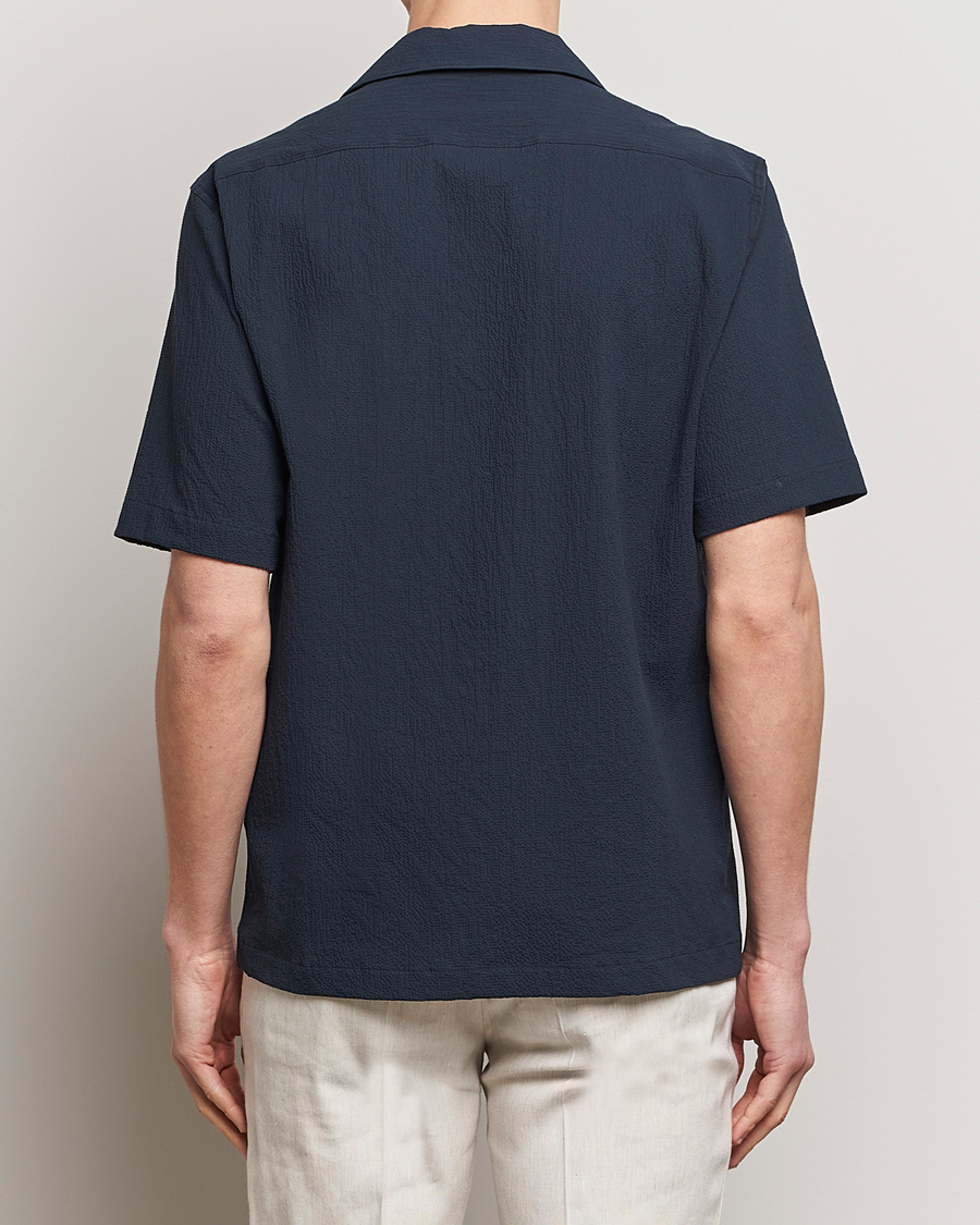 Herr | Skjortor | Oscar Jacobson | Hanks Reg Seersucker Shirt Navy