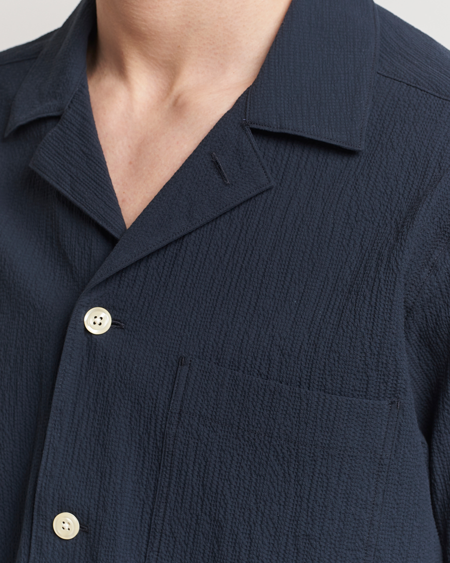 Herr | Skjortor | Oscar Jacobson | Hanks Reg Seersucker Shirt Navy