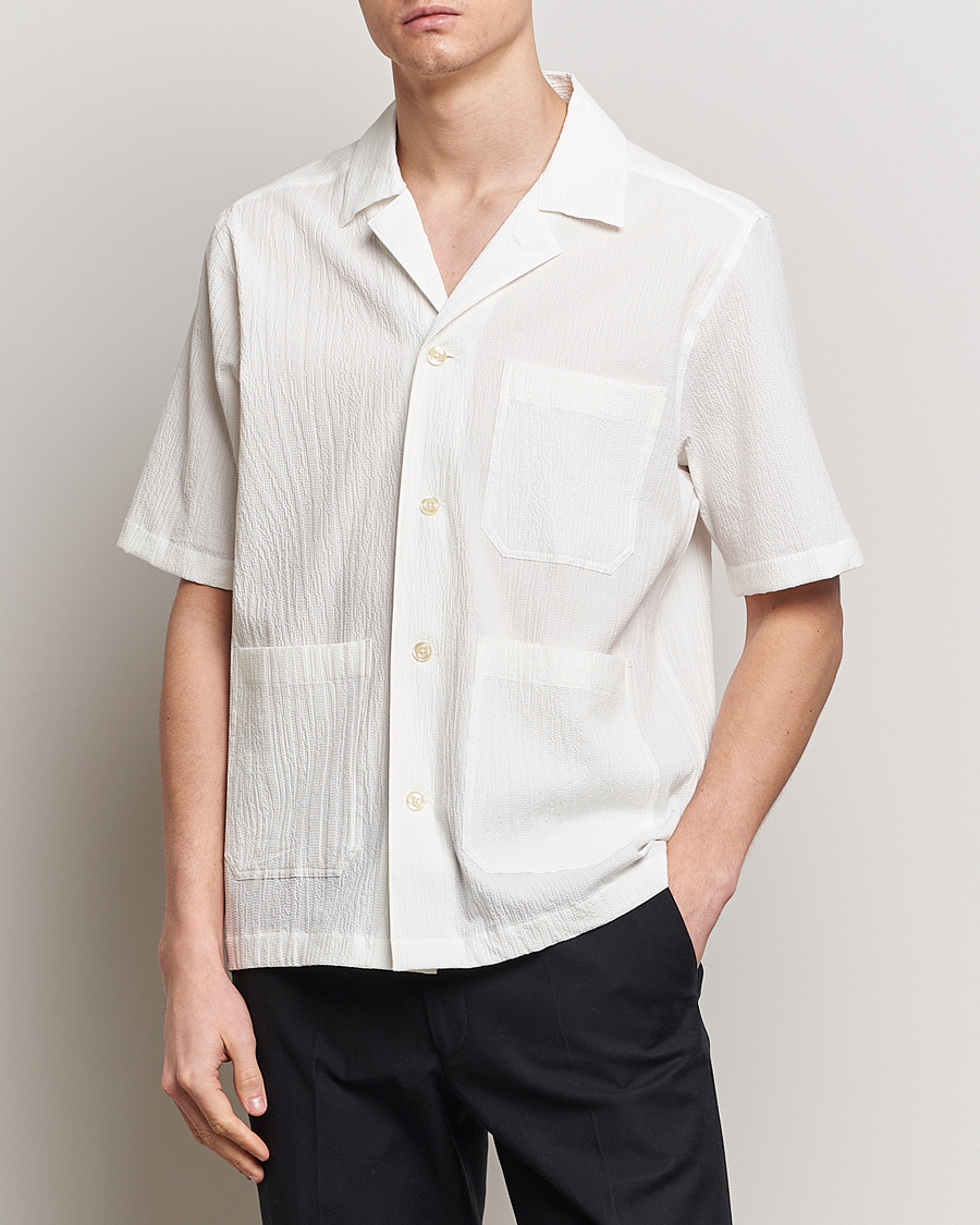 Herr | Kortärmade skjortor | Oscar Jacobson | Hanks Reg Seersucker Shirt White