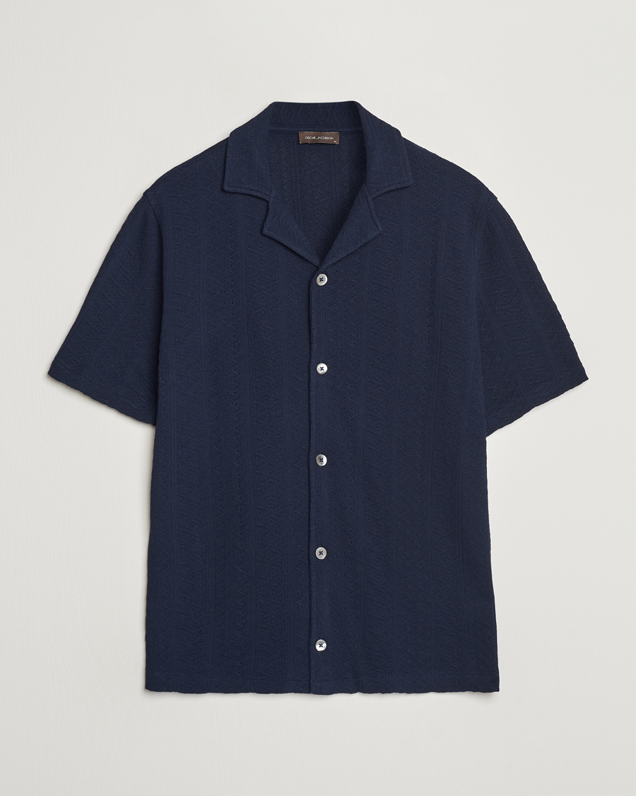 Herr | Skjortor | Oscar Jacobson | Mattis Reg Knitted Shirt Navy
