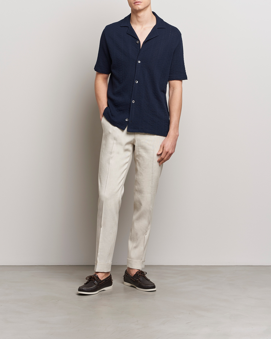 Herr | Skjortor | Oscar Jacobson | Mattis Reg Knitted Shirt Navy