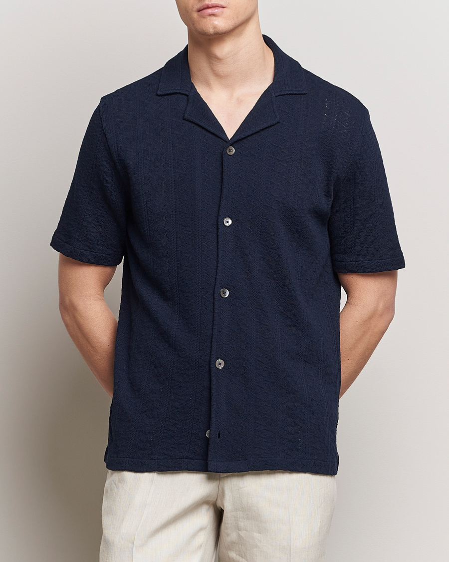 Herr |  | Oscar Jacobson | Mattis Reg Knitted Shirt Navy