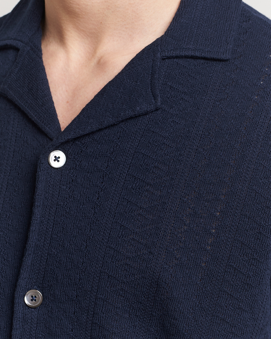 Herr | Skjortor | Oscar Jacobson | Mattis Reg Knitted Shirt Navy