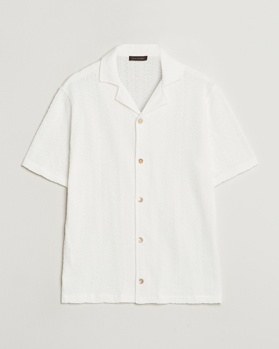 Herr | Skjortor | Oscar Jacobson | Mattis Reg Knitted Shirt White