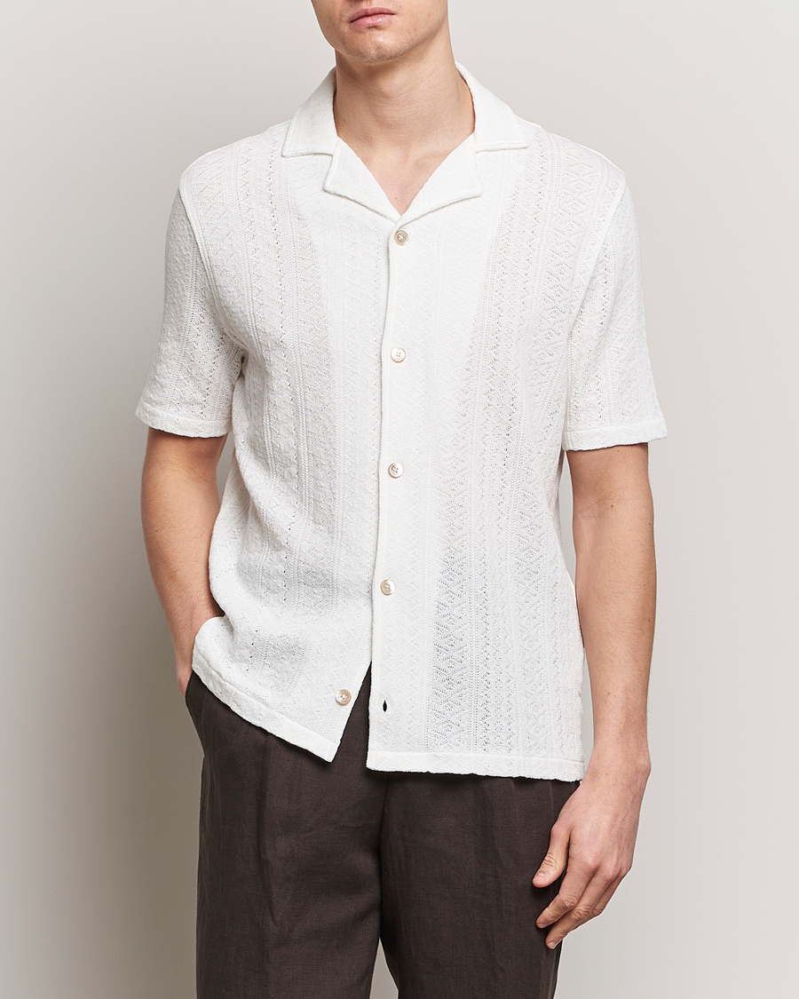 Herr | Kortärmade skjortor | Oscar Jacobson | Mattis Reg Knitted Shirt White