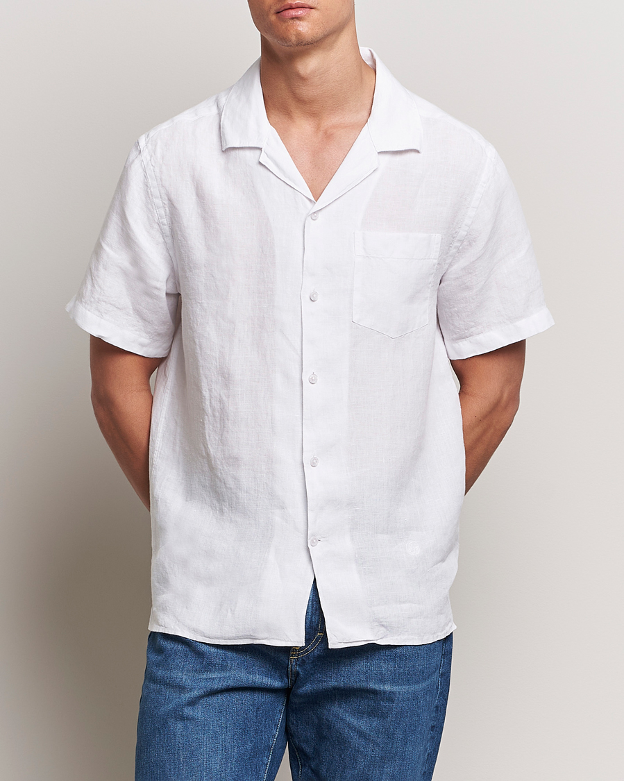 Men | Clothing | J.Lindeberg | Elio Linen Melange Shirt White