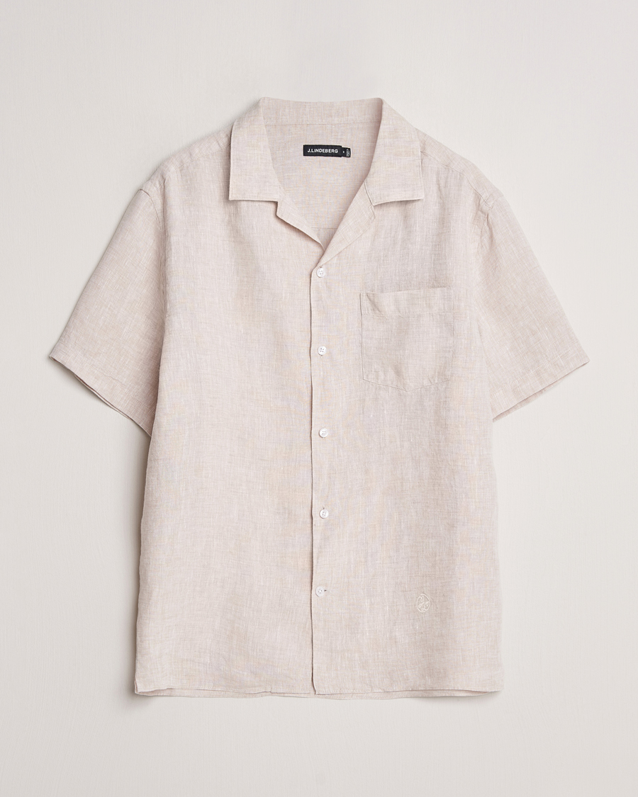 Herr | Skjortor | J.Lindeberg | Elio Linen Melange Shirt Safari Beige