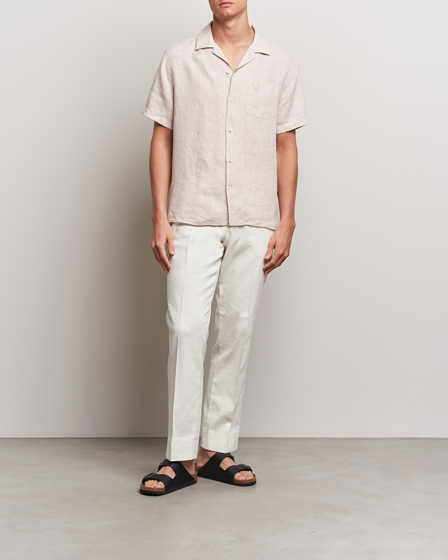 Herr | Skjortor | J.Lindeberg | Elio Linen Melange Shirt Safari Beige