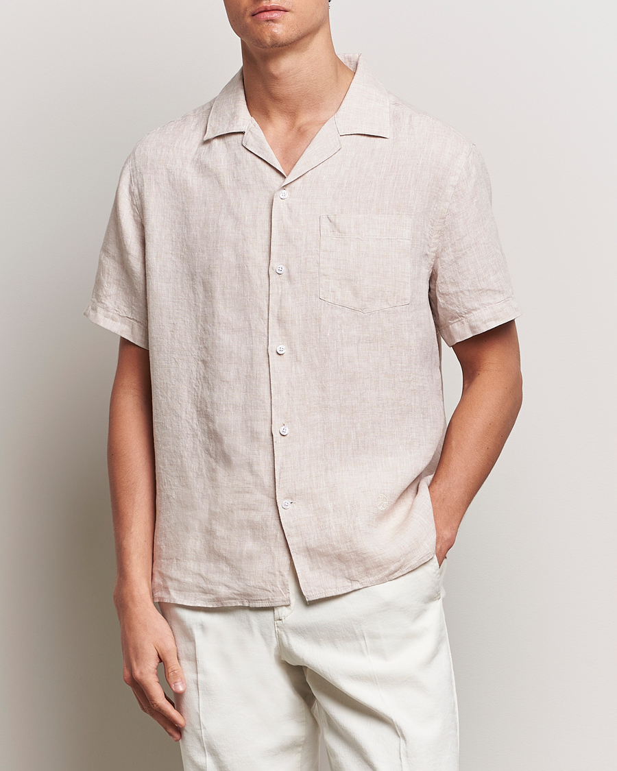 Herr | Skjortor | J.Lindeberg | Elio Linen Melange Shirt Safari Beige