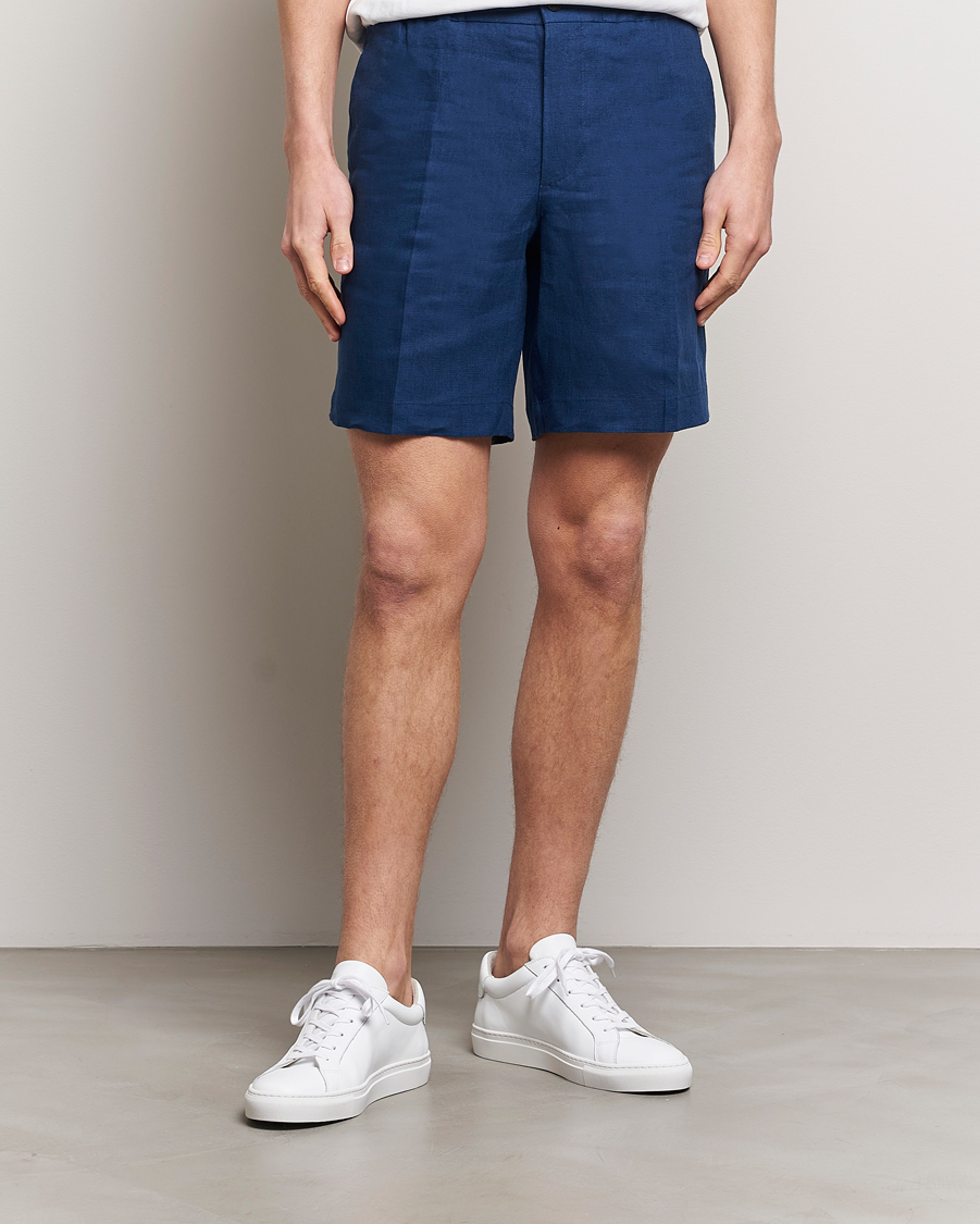 Herr | Nya produktbilder | J.Lindeberg | Baron Linen Shorts Estate Blue