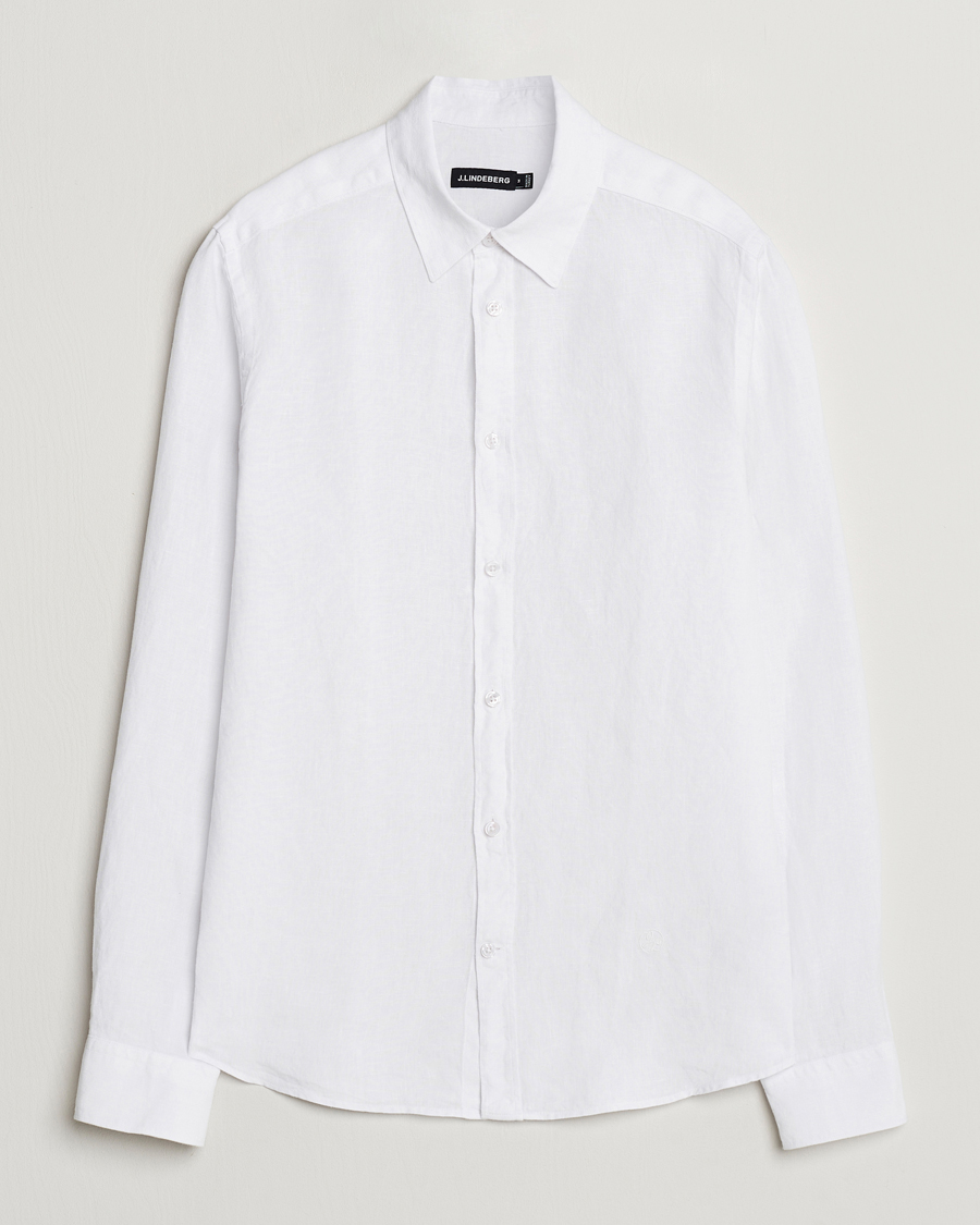 Herr | Skjortor | J.Lindeberg | Slim Linen Melange Shirt White