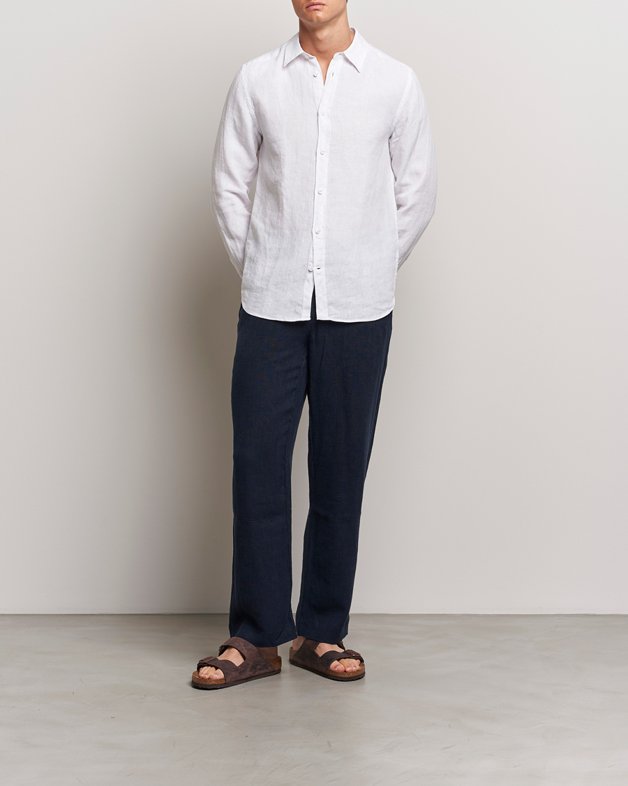 Herr | Skjortor | J.Lindeberg | Slim Linen Melange Shirt White