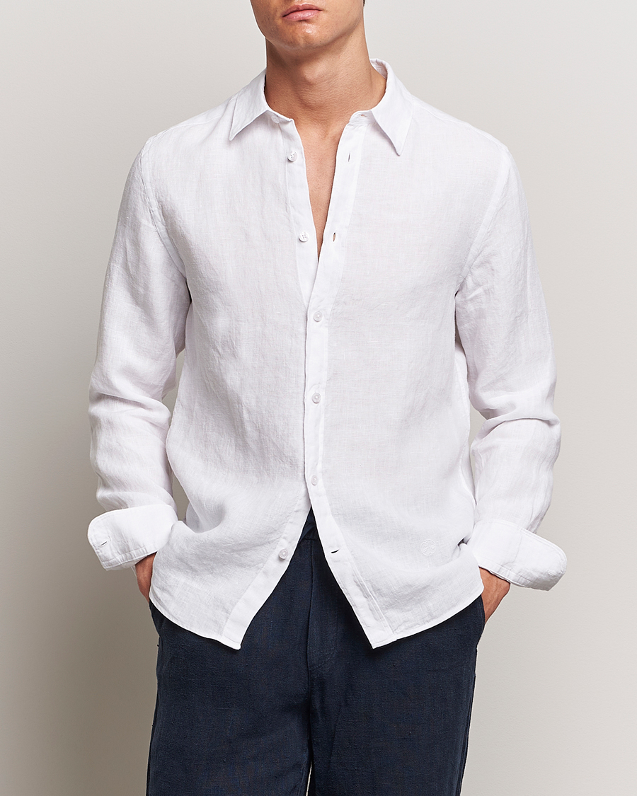 Herr | Linneskjortor | J.Lindeberg | Slim Linen Melange Shirt White