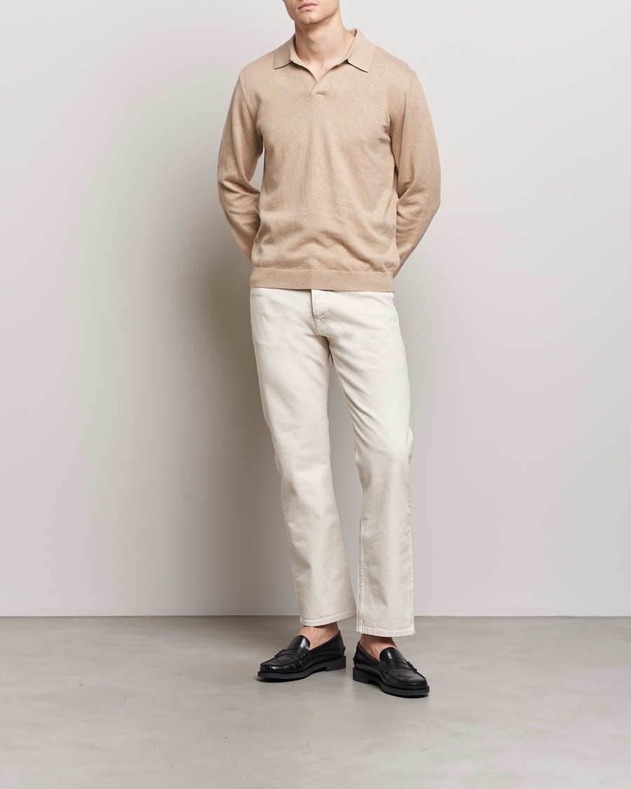 Herr | Tröjor | A Day's March | Manol Cotton Linen Polo Khaki