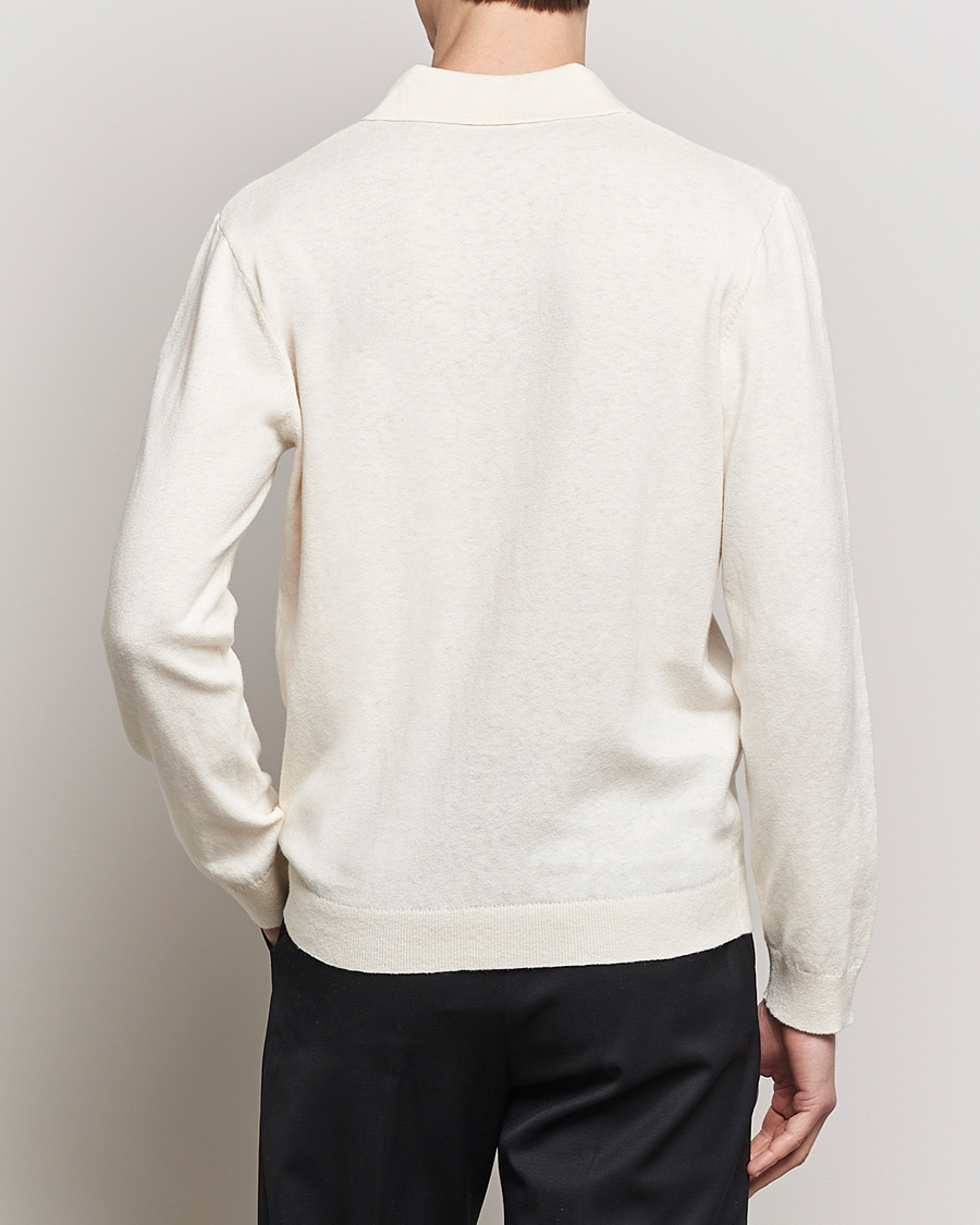 Herr | Tröjor | A Day's March | Manol Cotton Linen Polo Off White