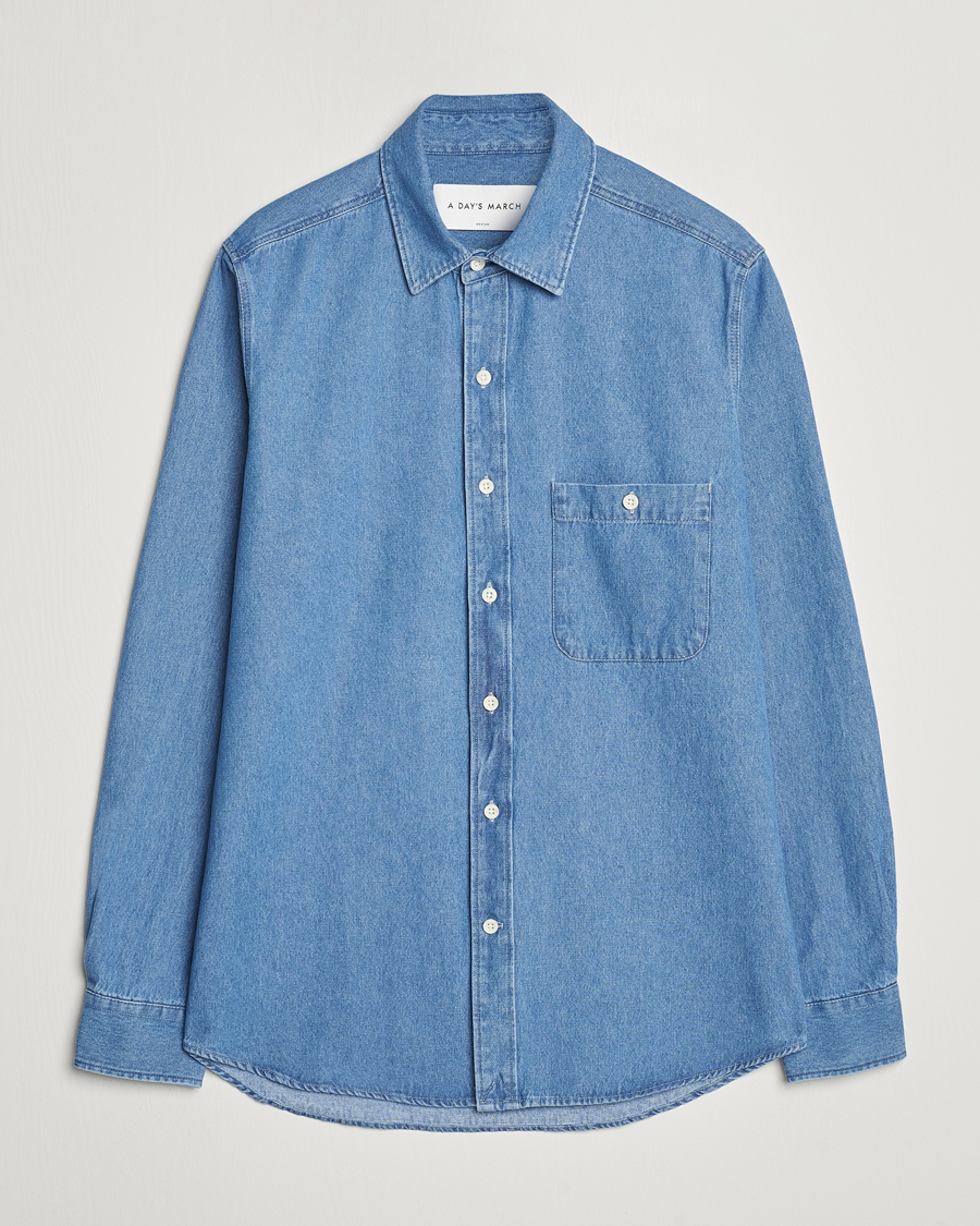 Herr |  | A Day's March | Mason Sturdy Denim Shirt Light Blue