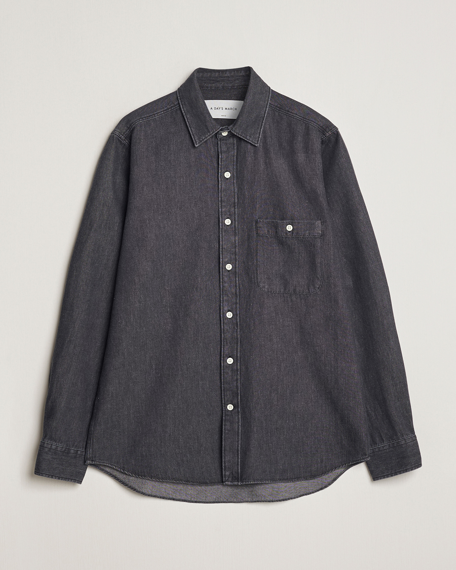 Herr | Skjortor | A Day's March | Mason Sturdy Denim Shirt Off Black