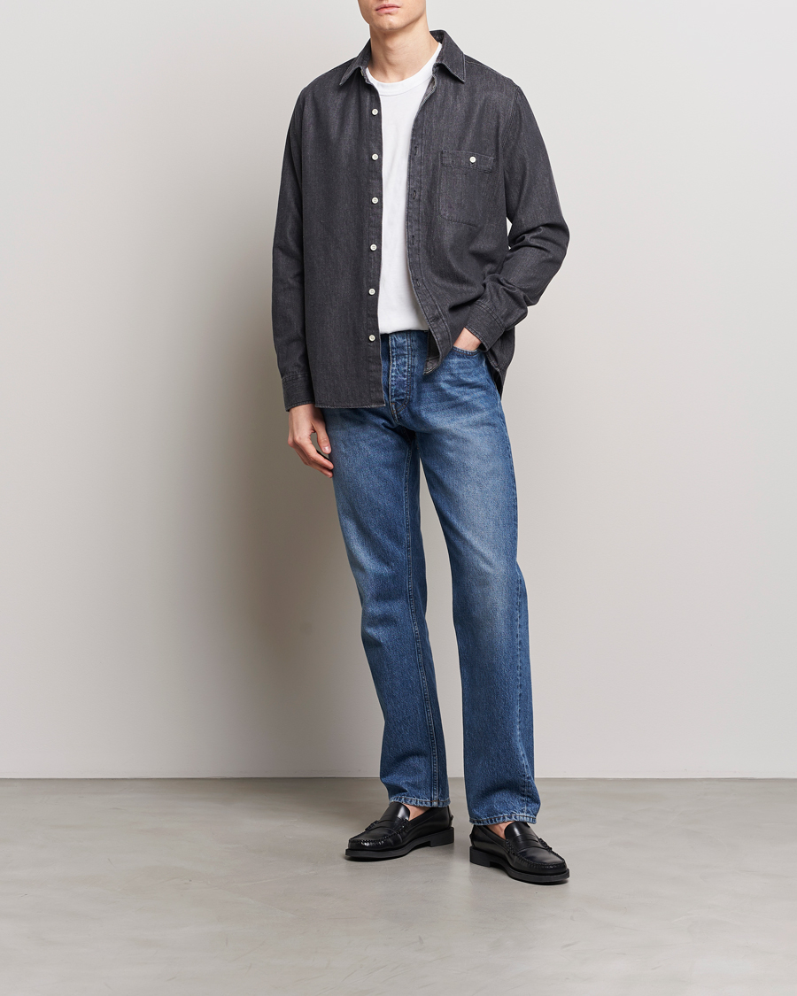 Herr | Skjortor | A Day's March | Mason Sturdy Denim Shirt Off Black