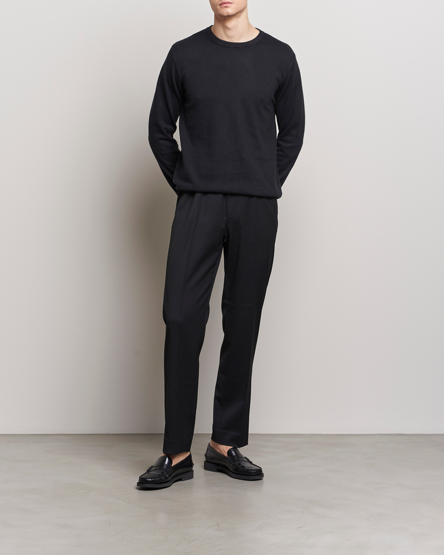 Herr | Tröjor | A Day's March | Alagon Cotton/Linen Crew Black