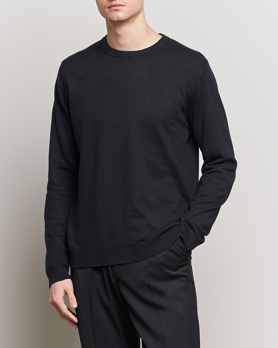 Herr | Avdelningar | A Day\'s March | Alagon Cotton/Linen Crew Black