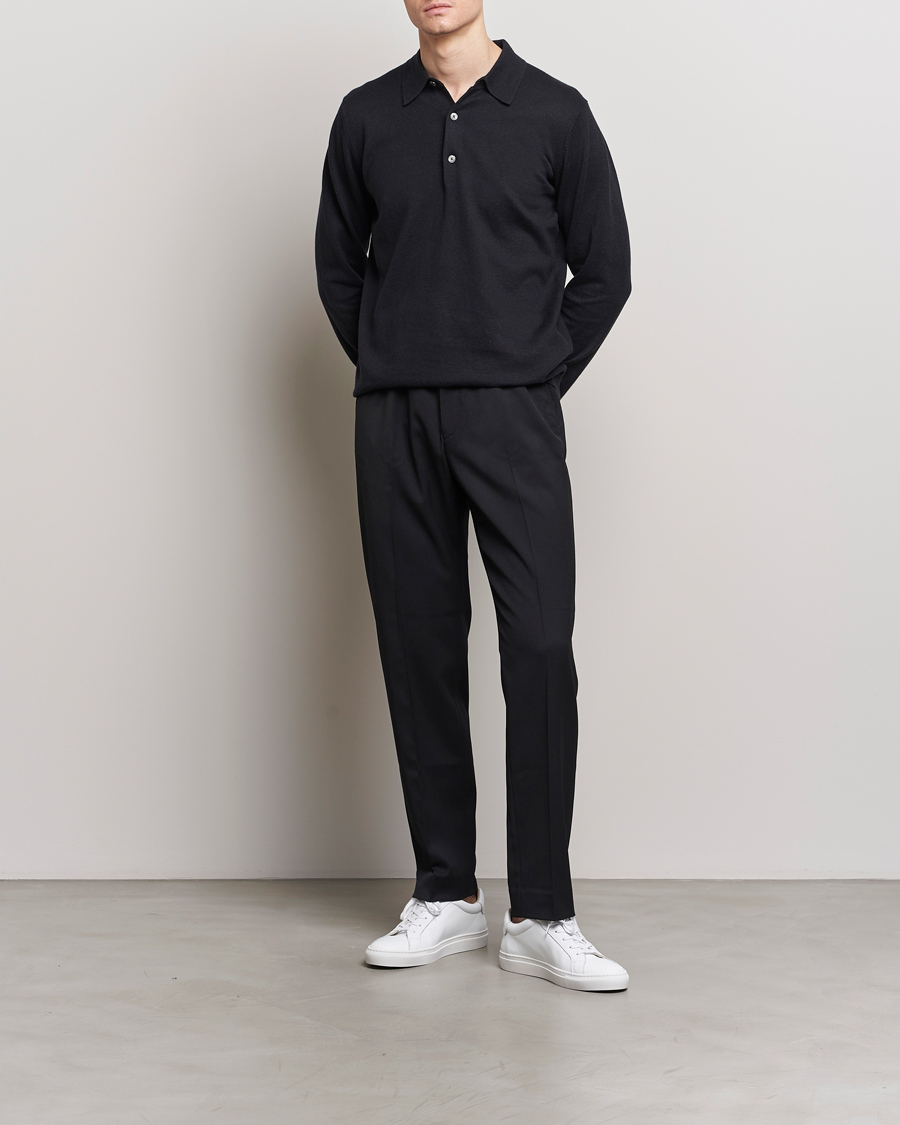 Herr | Tröjor | A Day's March | Ambroz Cotton/Linen Polo Black