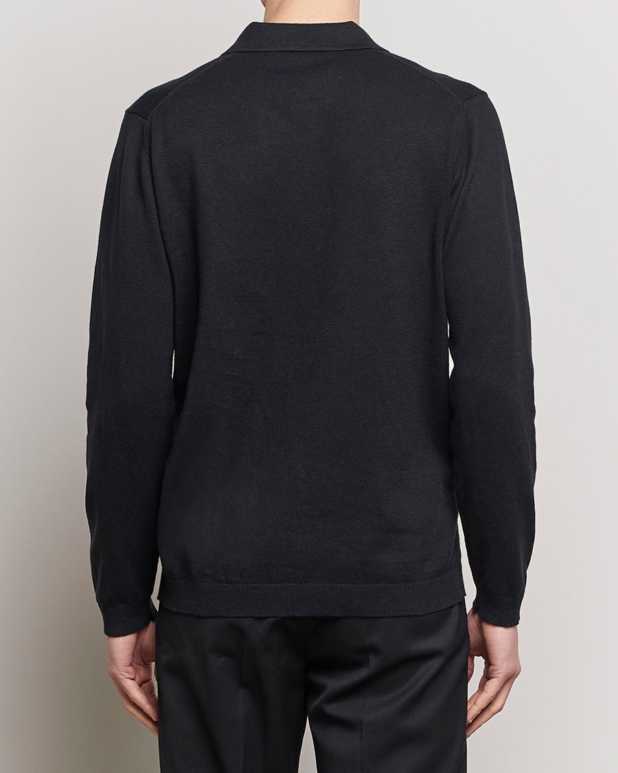 Herr | Tröjor | A Day's March | Ambroz Cotton/Linen Polo Black