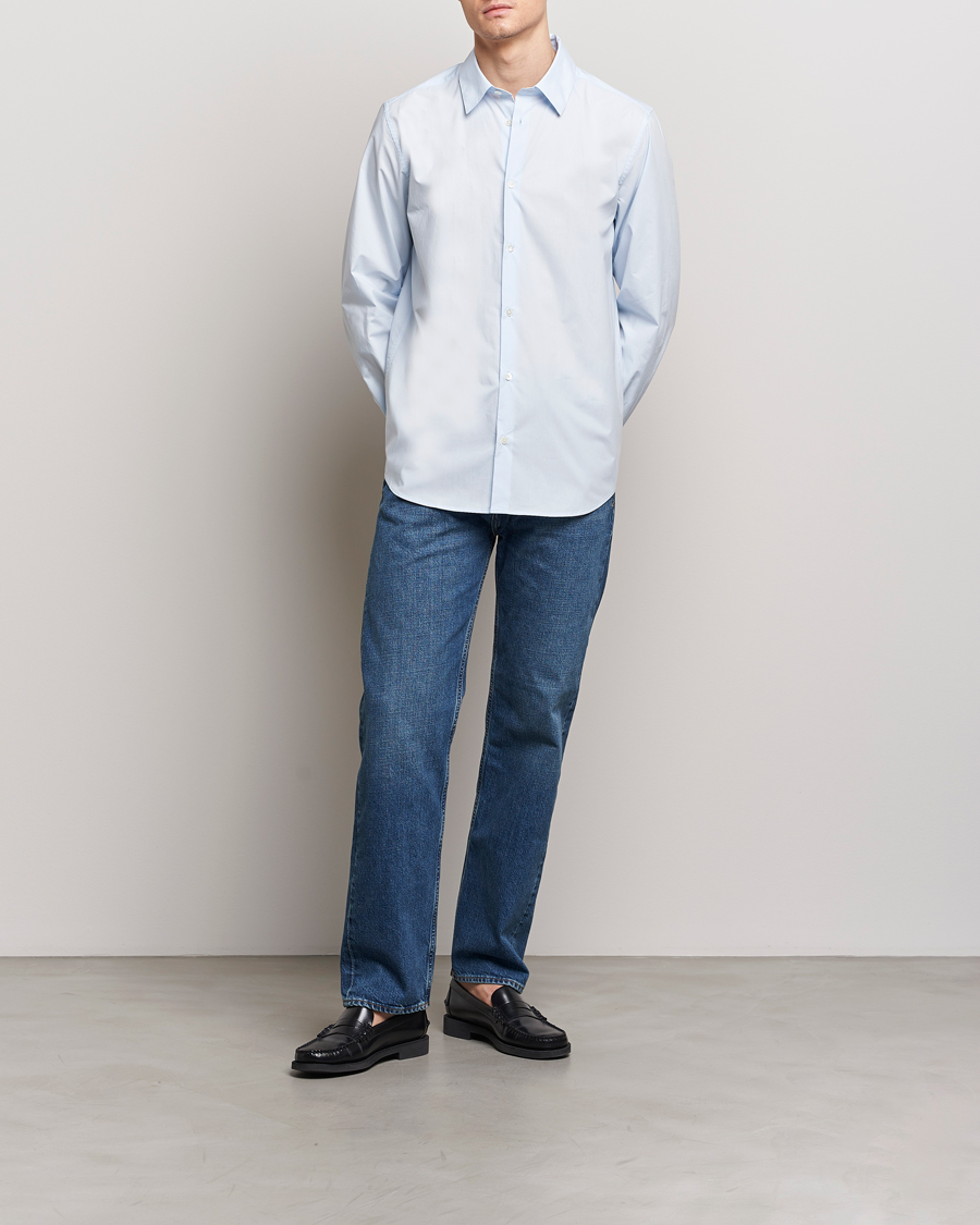 Herr | Skjortor | A Day's March | Tipton Poplin Shirt Sky Blue