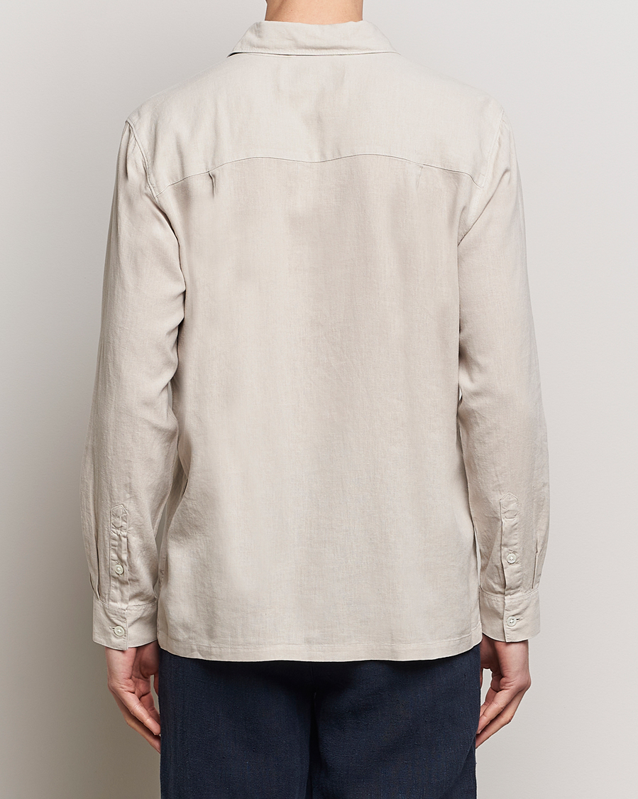 Herr | Skjortor | A Day's March | Balain Linen/Viscose Shirt Dove