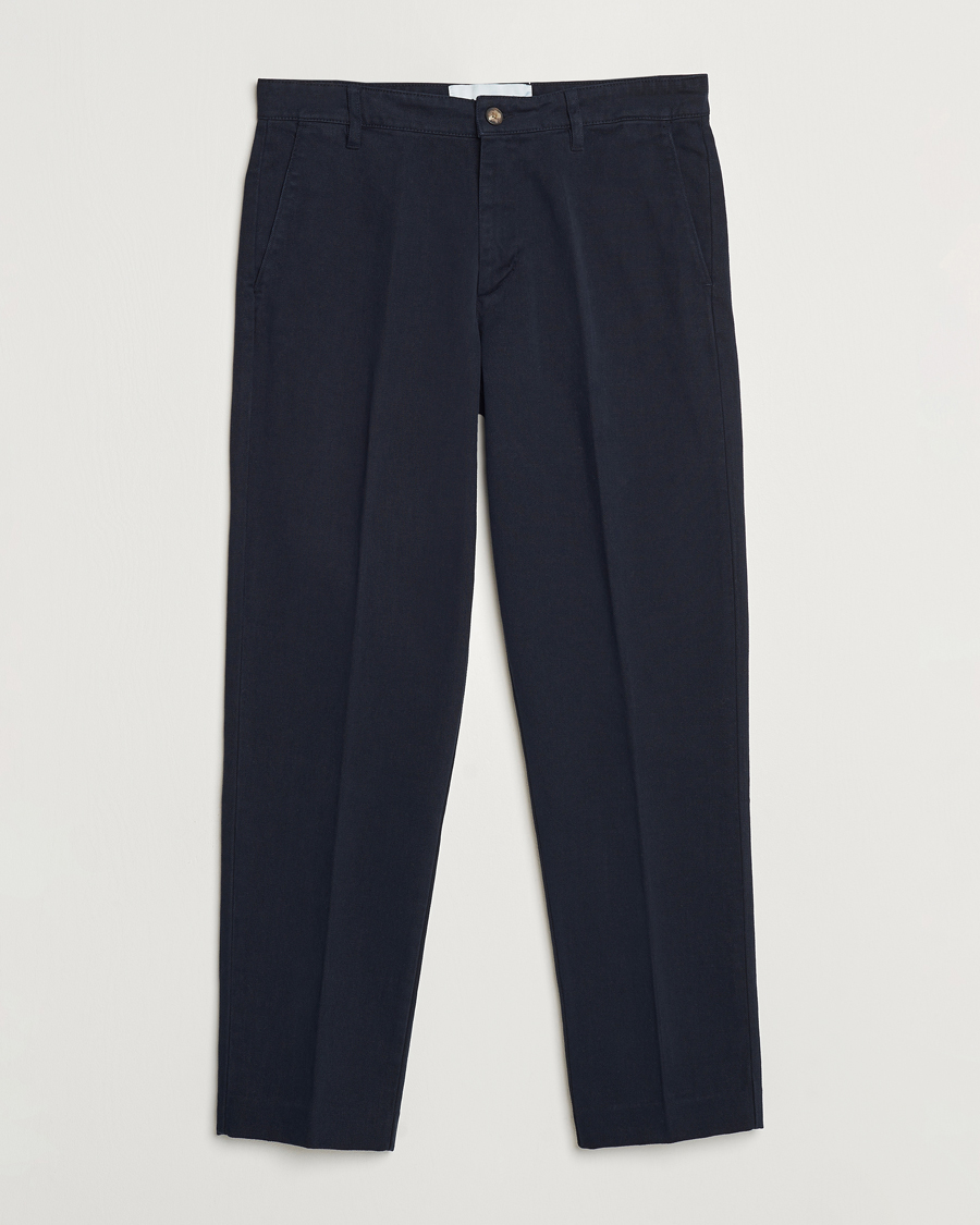 Herr | Byxor | A Day's March | Miller Cotton/Lyocell Trousers Navy