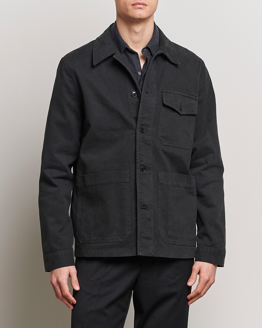 Herr | Business & Beyond | A Day's March | Patch Pocket Sturdy Twill Overshirt Off Black