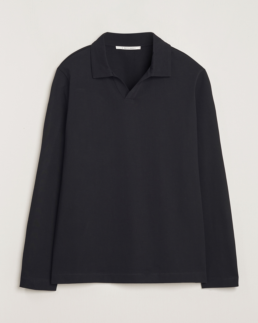 Herr | Tröjor | A Day's March | Branford Long Sleeve Polo Black