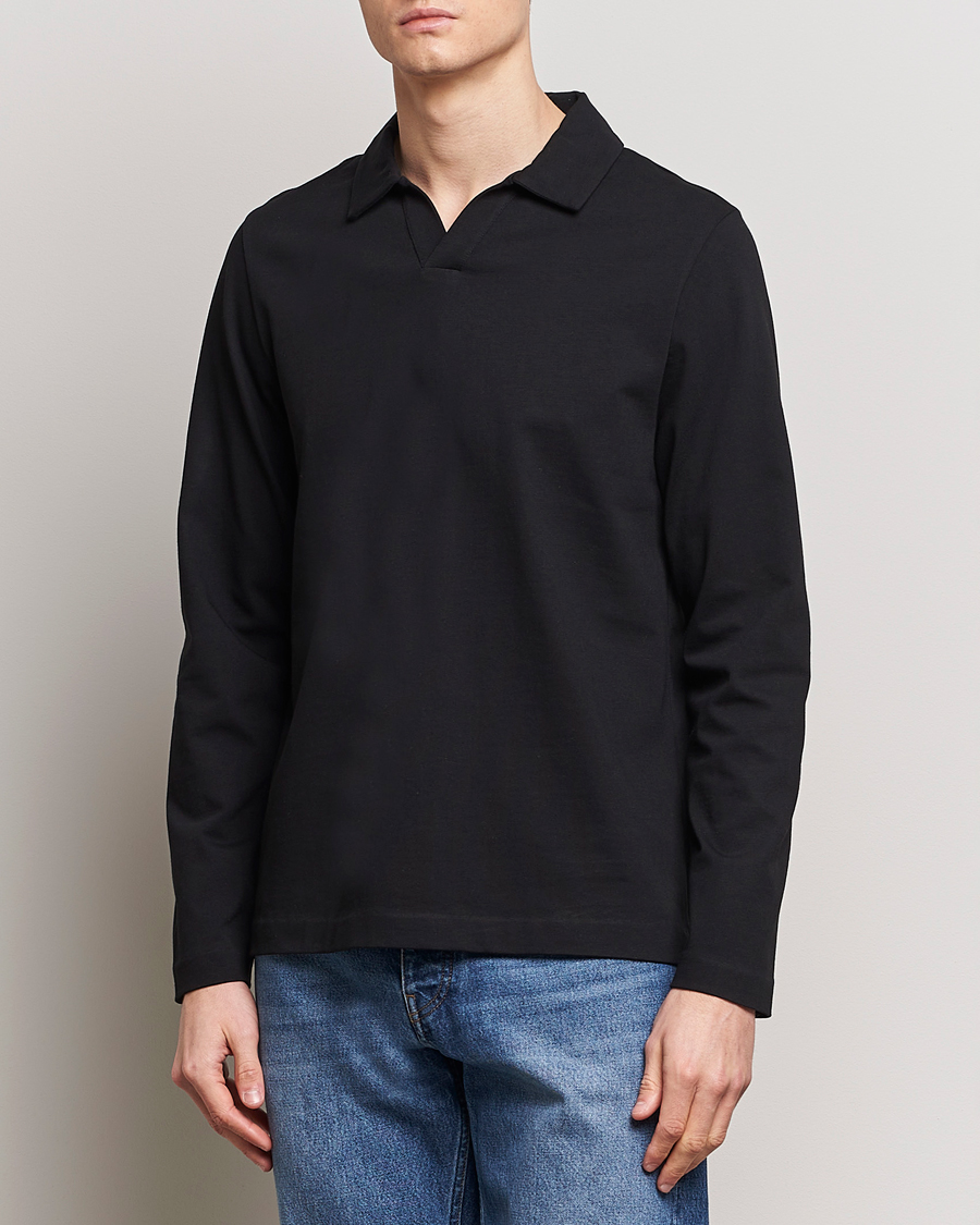 Herr | Contemporary Creators | A Day's March | Branford Long Sleeve Polo Black