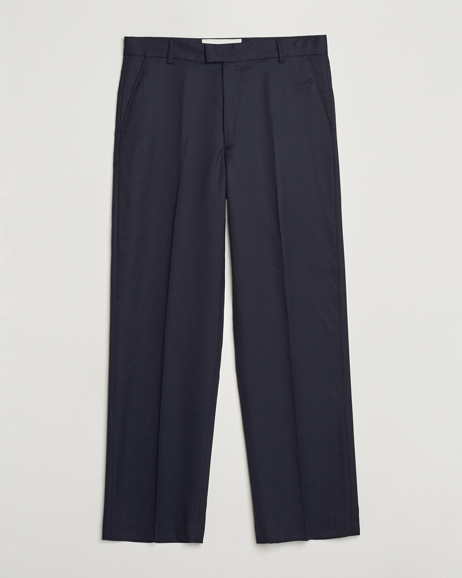 Herr | Byxor | A Day's March | Edward Relaxed Wool Trousers Navy
