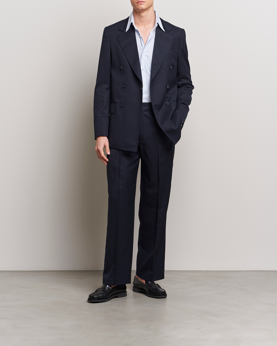 Herr | Byxor | A Day's March | Edward Relaxed Wool Trousers Navy