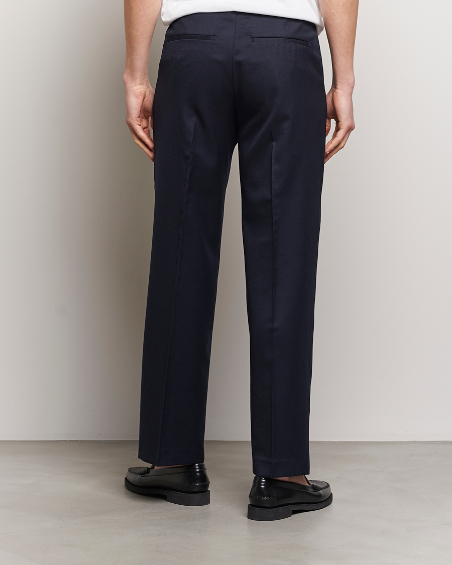 Herr | Byxor | A Day's March | Edward Relaxed Wool Trousers Navy