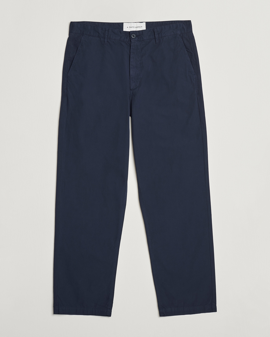 Herr | Byxor | A Day's March | Redwood Light Cotton Trousers Navy