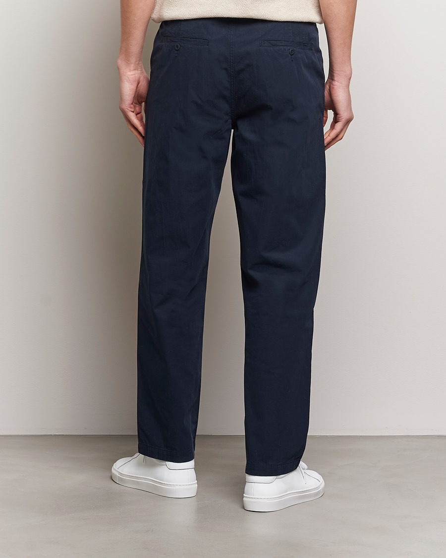 Herr | Byxor | A Day's March | Redwood Light Cotton Trousers Navy