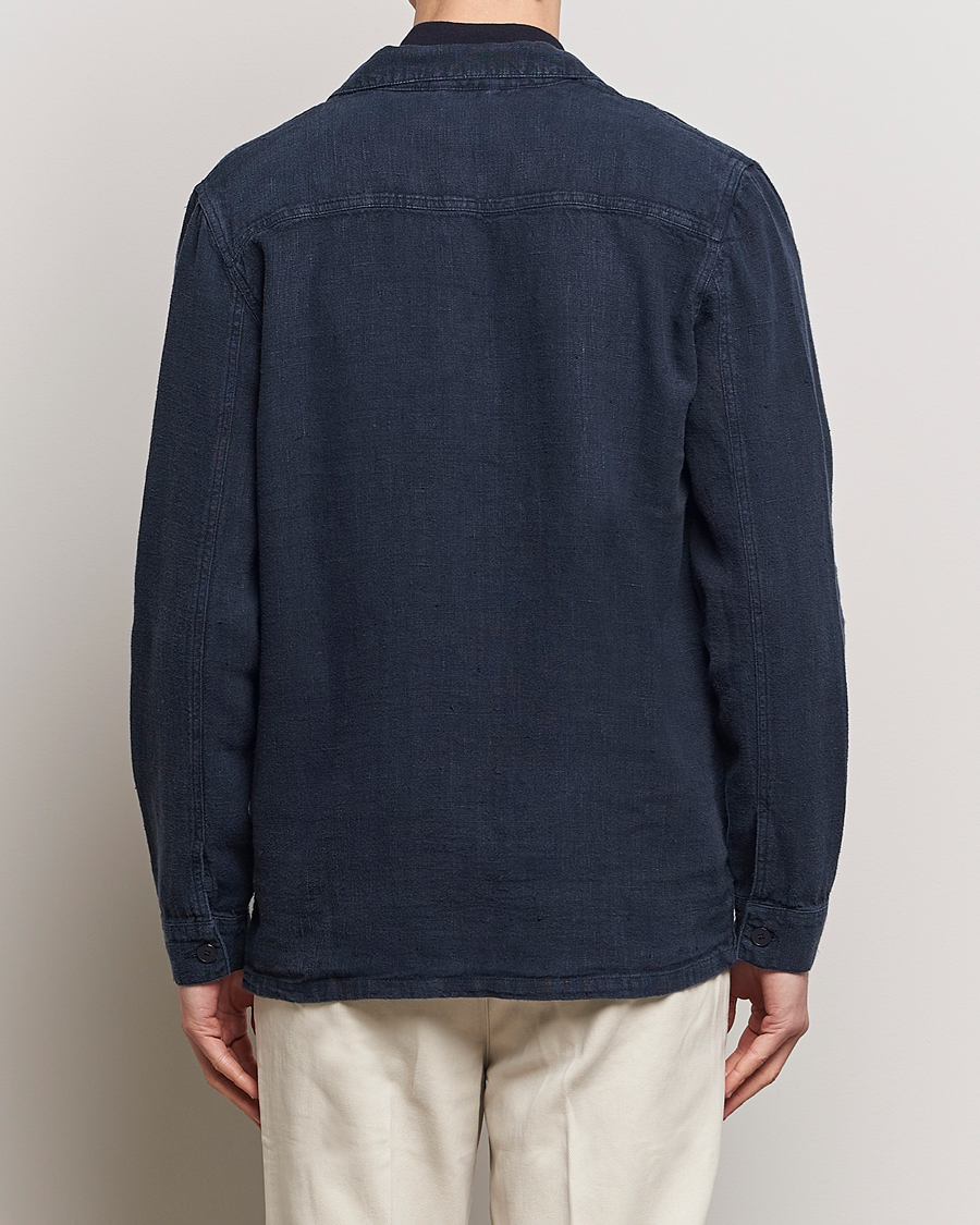 Herr | Jackor | A Day's March | Banagher Linen Overshirt Navy