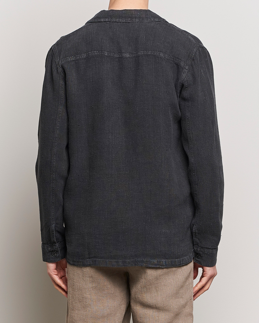 Herr | Skjortor | A Day's March | Bangher Linen Overshirt Black