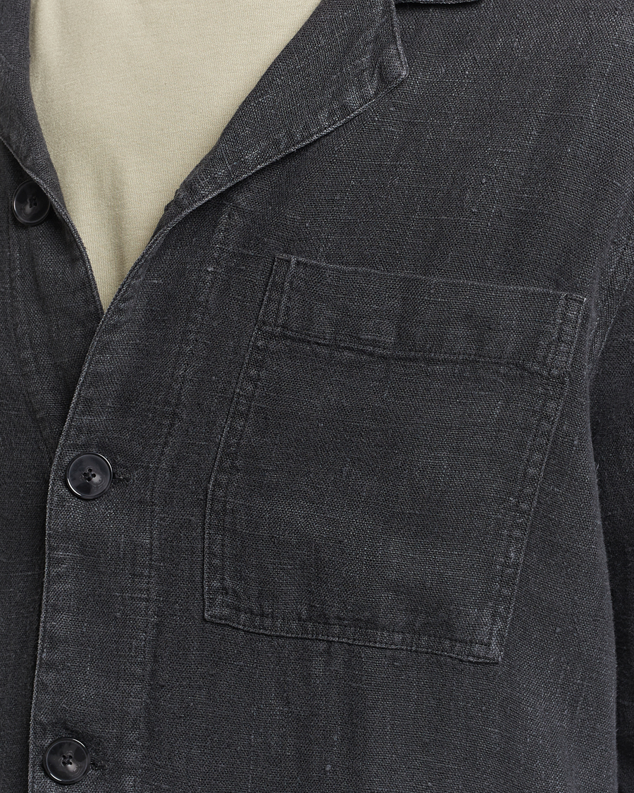 Herr | Skjortor | A Day's March | Bangher Linen Overshirt Black
