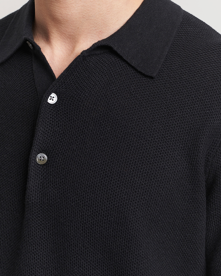 Herr | Pikéer | A Day's March | Rosehall Popcorn Stitch Polo Black