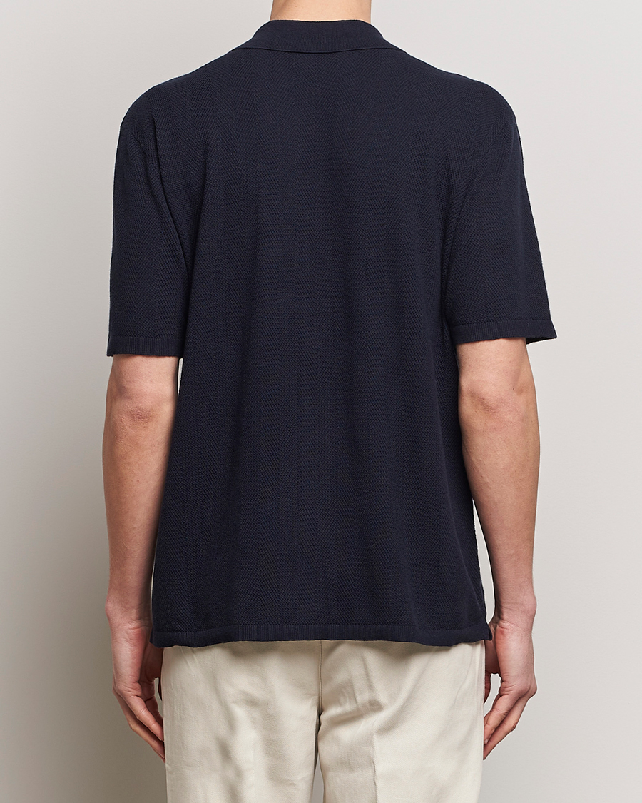 Herr | Skjortor | A Day's March | Yamu Knitted Herringbone Shirt Navy