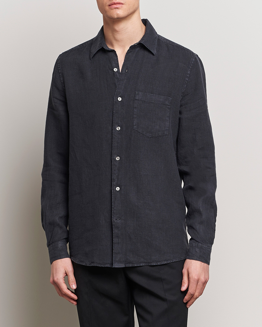 Herr | Casual | A Day's March | Abu Linen Shirt Off Black