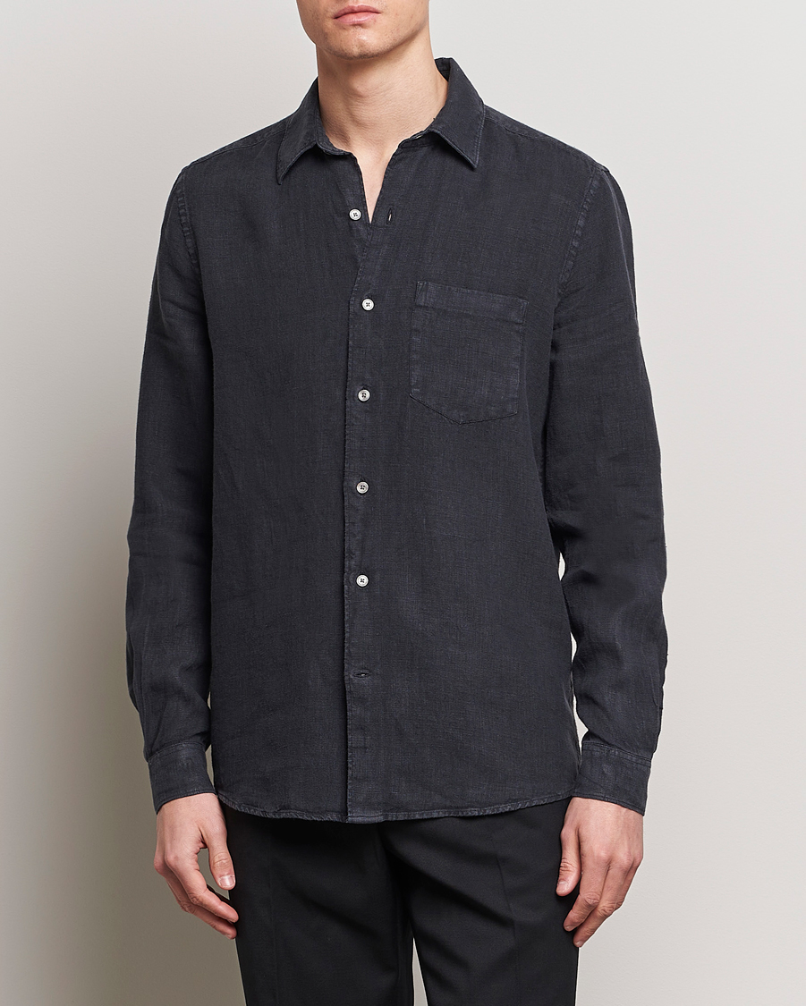 Herr | Business & Beyond | A Day's March | Abu Linen Shirt Off Black