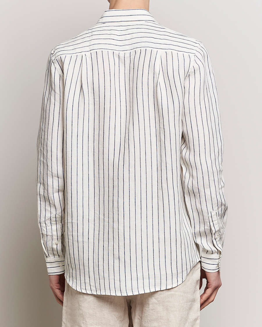Herr | Skjortor | A Day's March | Abu Striped Linen Shirt White/Navy