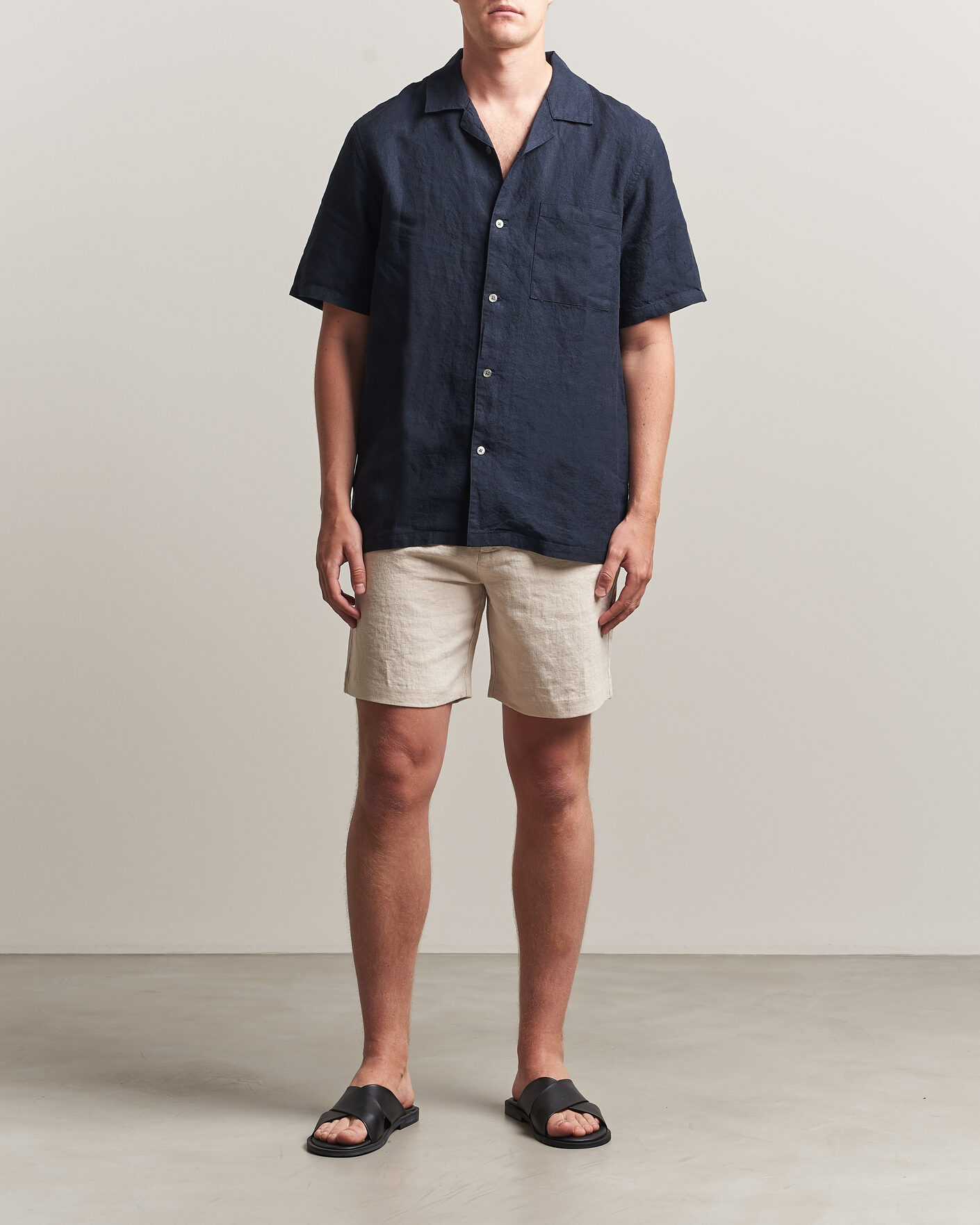 Herr | Shorts | A Day's March | Luny Linen Shorts Oyster