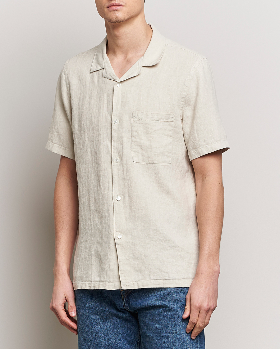 Herr | Kortärmade skjortor | A Day\'s March | Yamu Short Sleeve Linen Shirt Sand