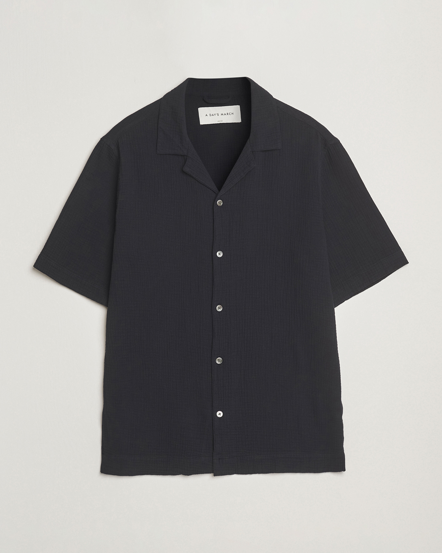 Herr | Skjortor | A Day's March | Clapton Structured Cotton Shirt Off Black